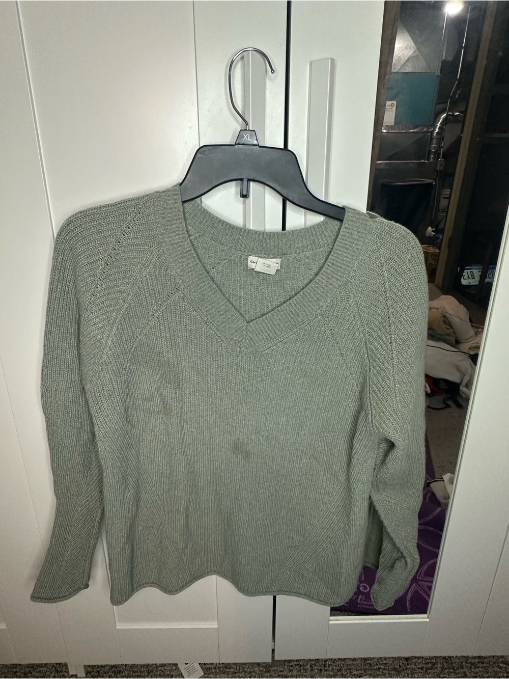 Women’s V-Neck Knit Sweater in Sage Green